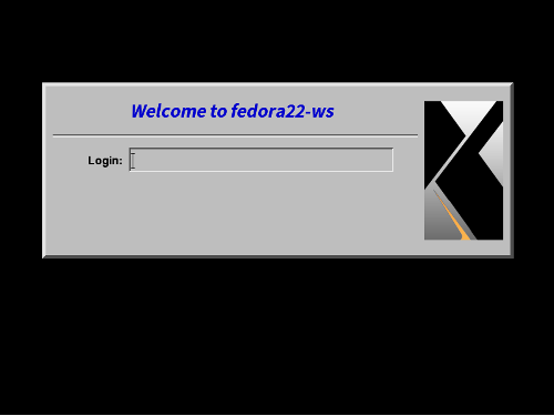 xdmが表示するログイン画面（Fedora 22での表示）