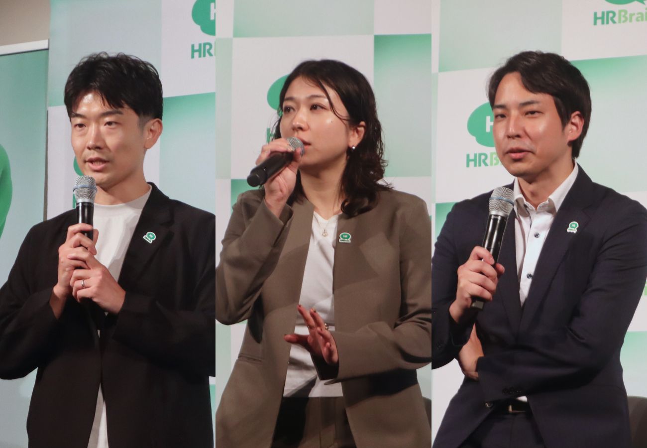 (左から)株式会社HRBrain 執行役員 冨岡亮介氏、カスタマーサクセス 北村氏、expm 横井氏